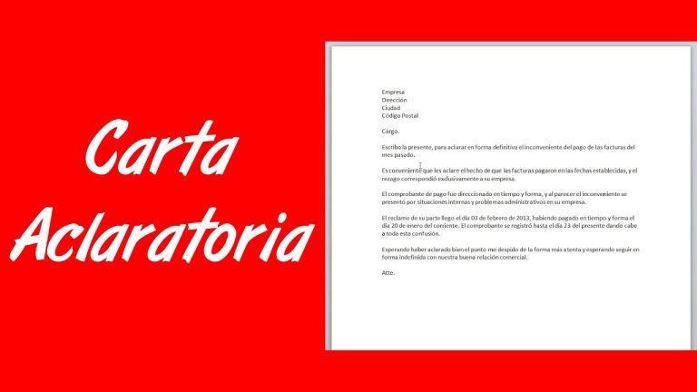 Descubre un ejemplo de formato carta aclaratoria en español